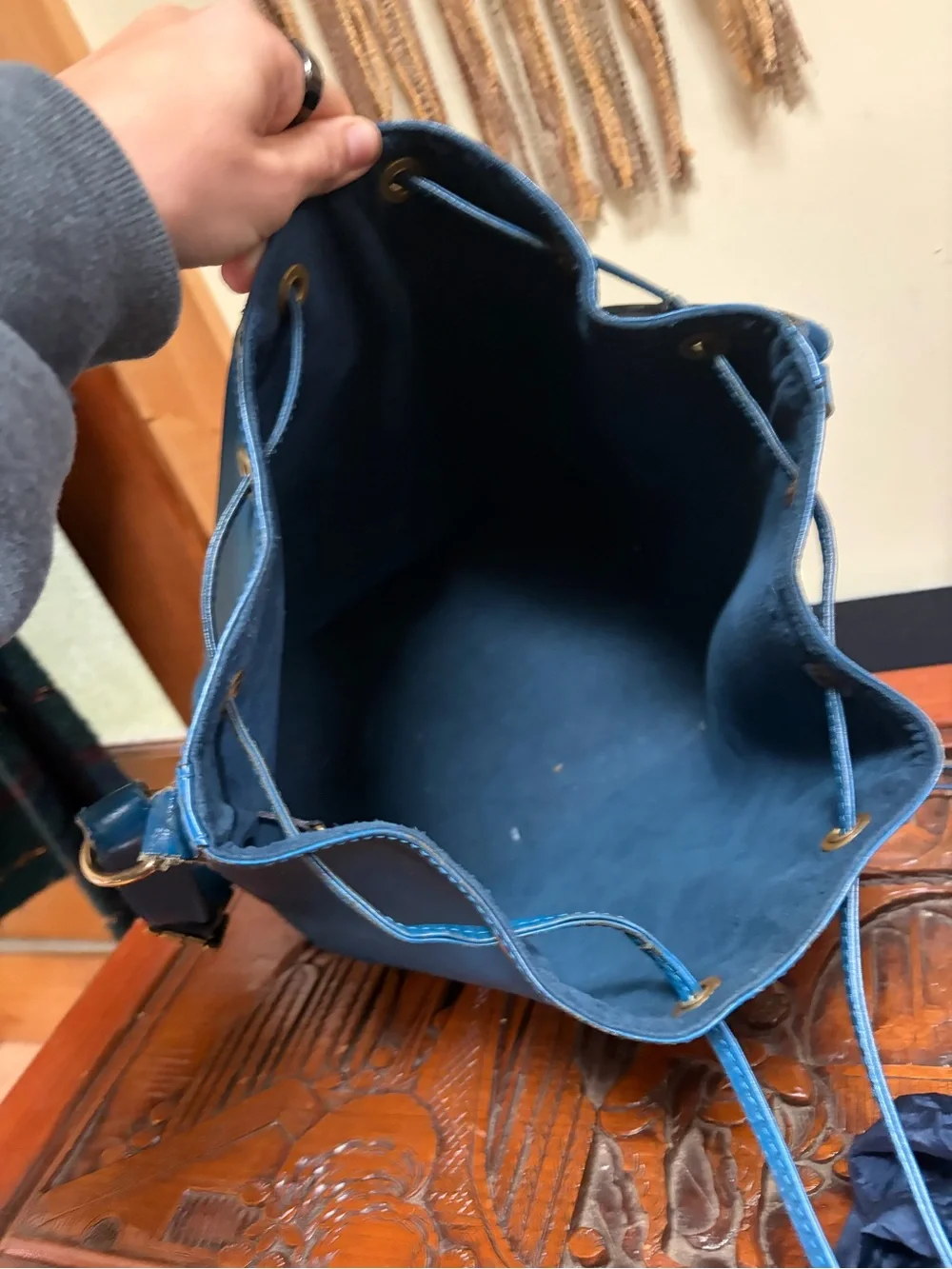 Louis Vuitton Blue Epi Petit Noe Drawstring Shoulder Bag